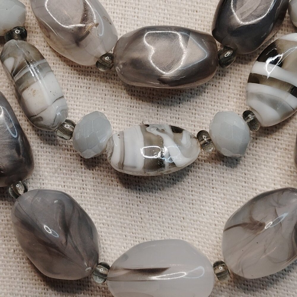 Grey Multi Strand Lucite Bead Statement Necklace - image 2
